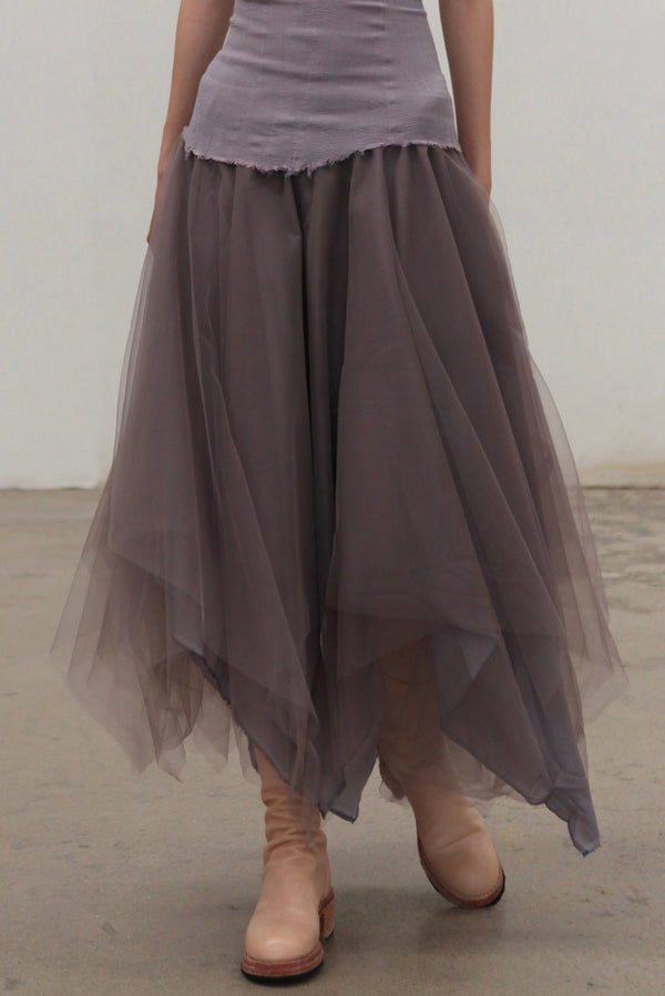 Marc Le Bihan Layered Silk Colorblock Skirt Six-layer Gauze 2592 Series MLB-2592-GRANIT